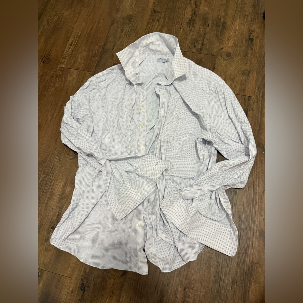 Peter Millar White and Blue Polka Dot Shirt